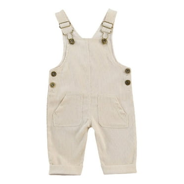 Kleidungly Newborn Baby Girl Boy Bib Overalls Corduroy Suspender Pants Romper One Piece Solid Color Outfits with Pocket