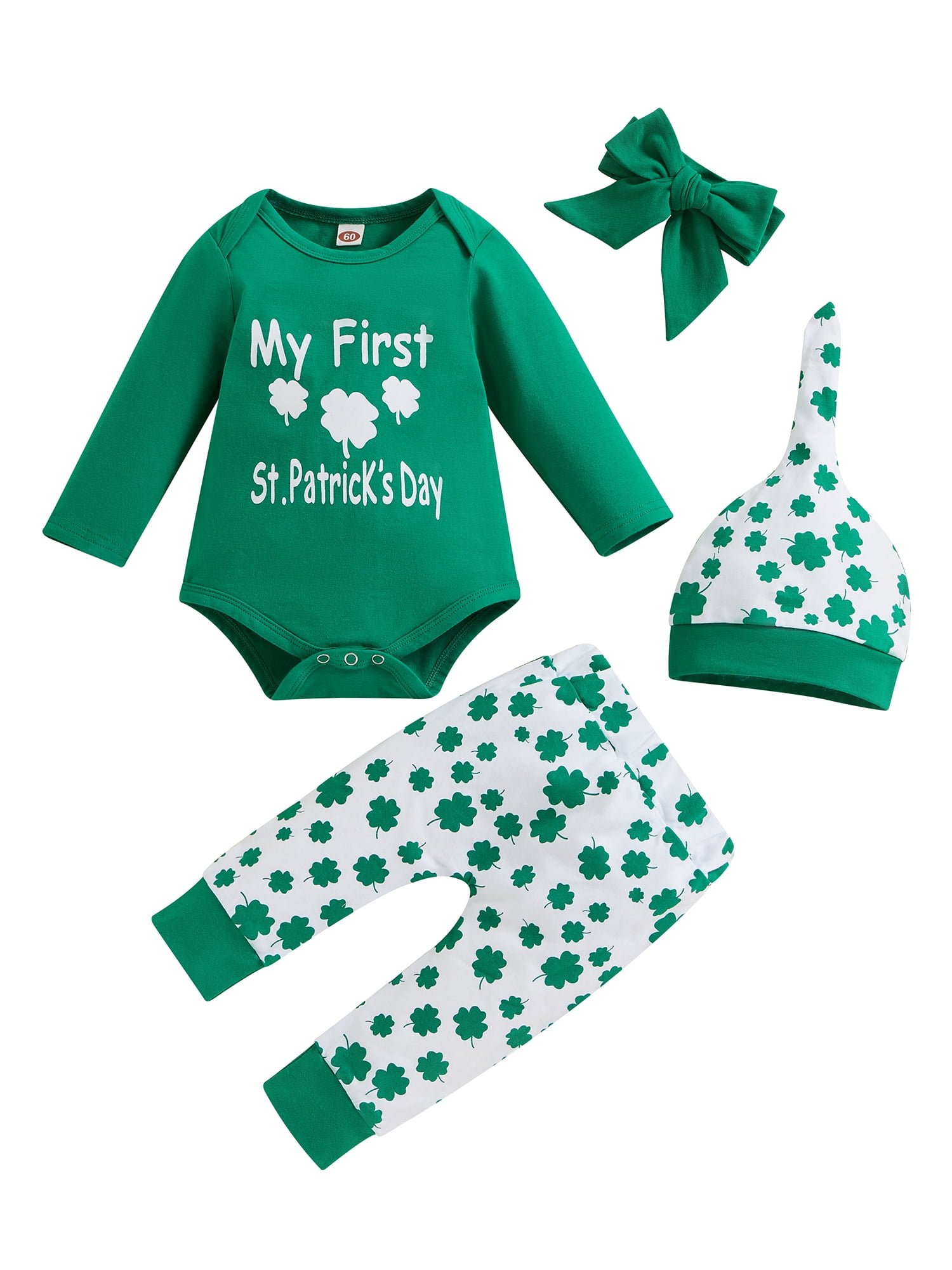 Kleidungly St. Patrick's Day Newborn Baby Boy Girl Clothes Letter Print