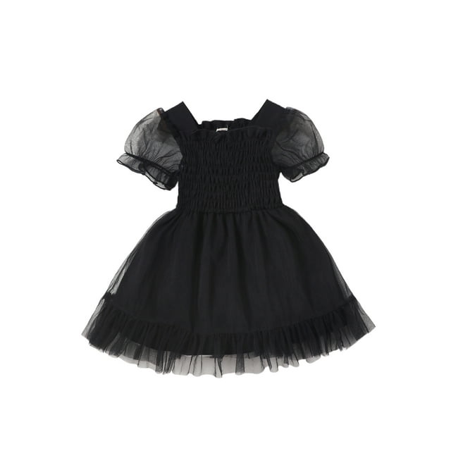 Kleidungly Toddler Baby Girls Mesh Short Puff Sleeve Frill Tulle Tutu