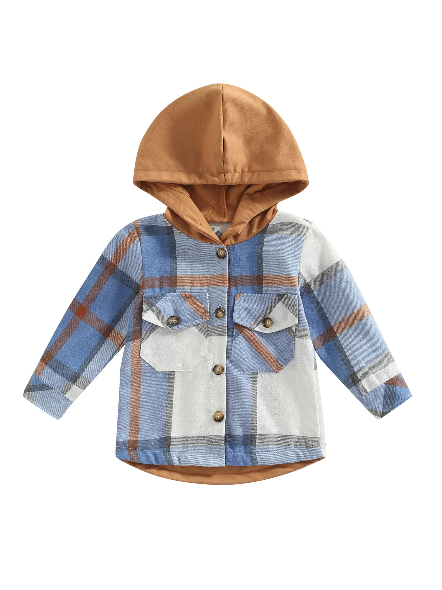 Kleidungly Toddler Kids Baby Boy Long Sleeve Plaids Shirts Hoodie