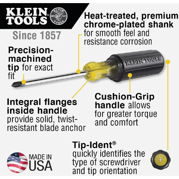 Klein 7-Piece Cushion-Grip Screwdriver Set - Single Pack  Heavy-Duty Construction, Professional Use