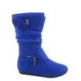 thumbnail image 1 of Klein-70 Girls Kid's Causal Flat Heel Buckles Zipper Slouchy Mid Calf Boots Shoes ( Blue, 4 ), 1 of 2