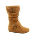 thumbnail image 1 of Klein-70 Girls Kid's Causal Flat Heel Buckles Zipper Slouchy Mid Calf Boots Shoes ( Tan, 4 ), 1 of 2