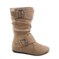 thumbnail image 1 of Klein-70 Girls Kid's Causal Flat Heel Buckles Zipper Slouchy Mid Calf Boots Shoes ( Taupe, 12 ), 1 of 2