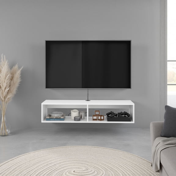 Klein FloatingTV Stand, Space-Saver Design with Functional Shelves, White