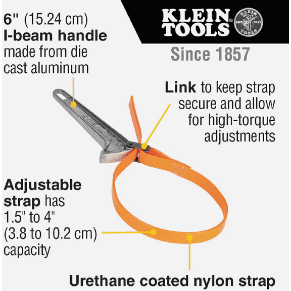 Klein Grip-It Strap Wrench - Pack of 12 Heavy-Duty Construction, Professional Use