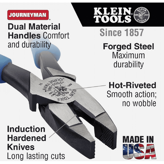 Klein Journeyman High-Leverage Linesman Pliers - Pack of 4