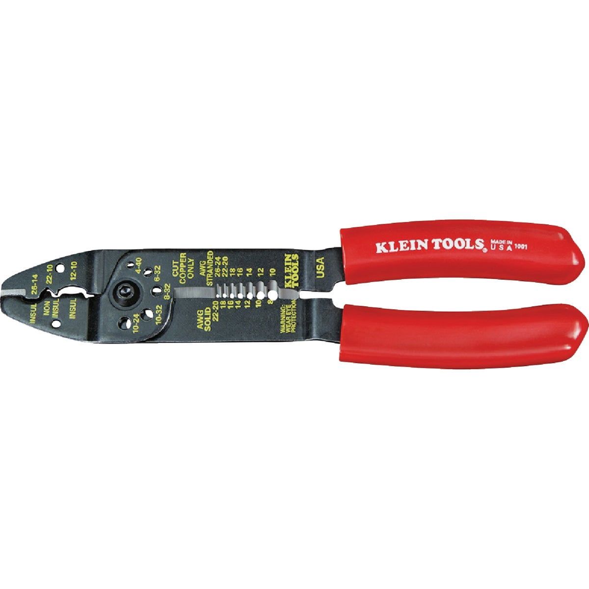 Klein Tools 1001 Multi Tool, Made in USA, Wire Stripper / Wire Cutter / Crimper for 8-22 AWG, Multi-Purpose Electrician Tool is 8.5-Inch Long