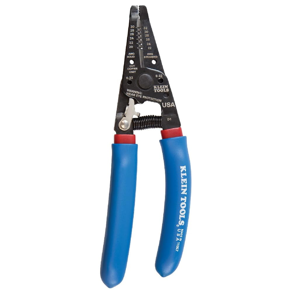 Klein Tools 11057 Wire Cutter / Wire Stripper, Made in USA, Heavy Duty Wire Cutter Stripper for 20-30 AWG Solid Wire and 22-32 AWG Stranded Wire