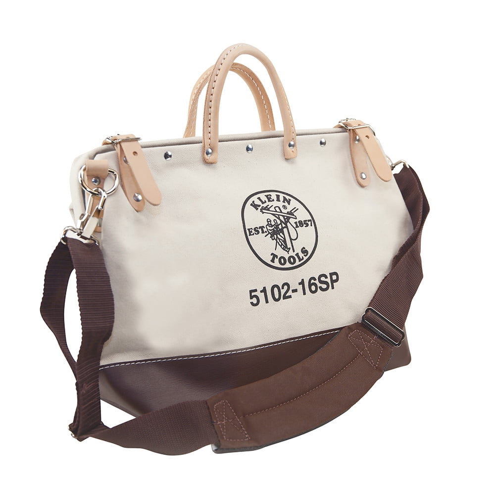 Klein Tools 16 in. W x 14 in. H Canvas/Leather Deluxe Tool Bag 13 pocket Beige 1 pc.