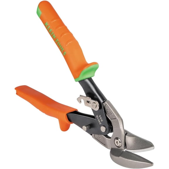 Klein Tools 2401R Right-Cutting Offset Snips, Aviation Tin Snips with Forged Blade for Precision Sheet Metal Cutting