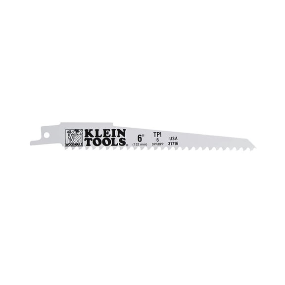 Klein Tools 31716 5-Piece 6 in. 6 TPI Reciprocating Saw Blade Set