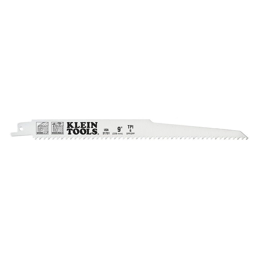 Klein Tools 31751 5-Piece 9 in. 6 TPI Reciprocating Saw Blade Set