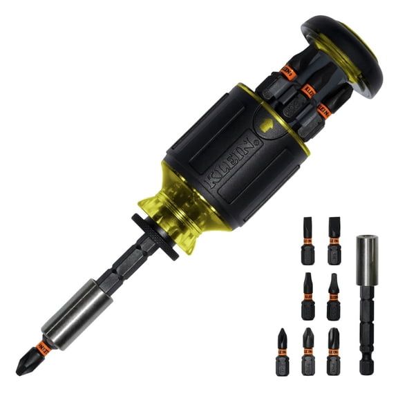 Klein Tools 8-in-1 Multi-Bit Adjustable Length Stubby Screwdriver