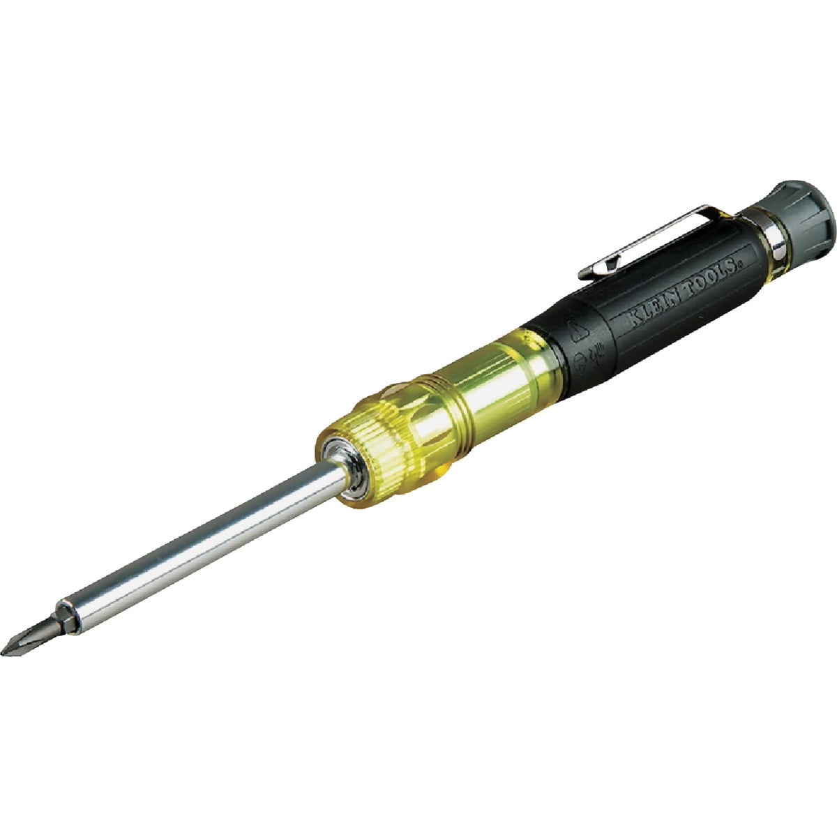 Klein Tools 32614 Multi-bit Precision Screwdriver Set, 4-in-1 Electronics Pocket Screwdriver, Professional Phillips and Slotted Bits, EDC