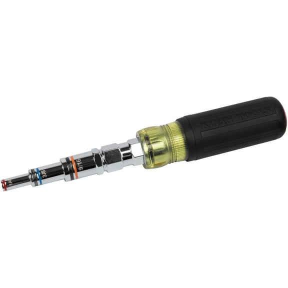 Klein Tools 32809MAG 9-in-1 Multi-Nut Driver Tool Magnetic SAE Pass Through with Hex Nut Sizes 3/16 to 3/4-Inch