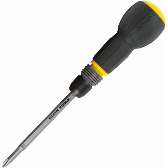Klein Tools 32960A Fastbit Tru-Grip , Ball-Style Handle with Quick-Release Collar, #2 Phillips and 6 mm Slotted Double-Ended Bit, 1/4-Inch Bit Compatible