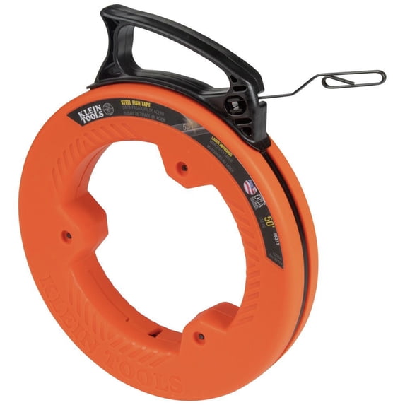 Klein Tools 50' Steel Fish Tape for Electrical Wire Measuring in ...