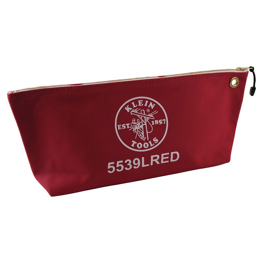 Klein Tools 5539LRED 18 in. x 3.5 in. x 8 in. Canvas Zipper Consumables Tool Pouch - Large, Red
