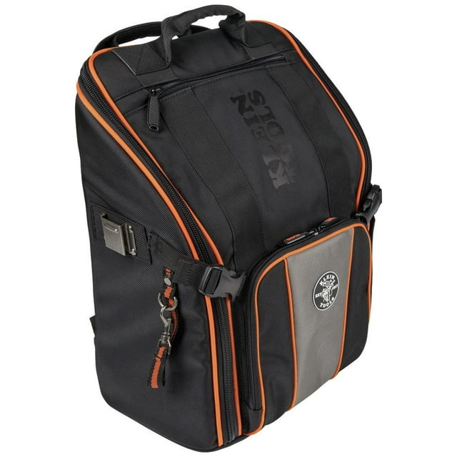 Klein Tools 55655 Tradesman Pro 21-Pocket Tool Station Tool Bag Backpack with Work Light
