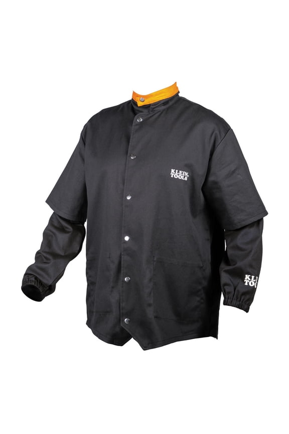 Flame-Resistant Welding Jacket With Removable Welding Sleeves, Black, Xl