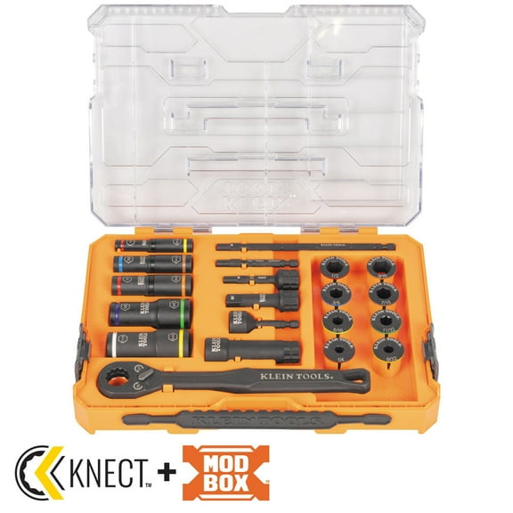 Klein Tools Knect Flip Socket Set, Sae, 20 Pc