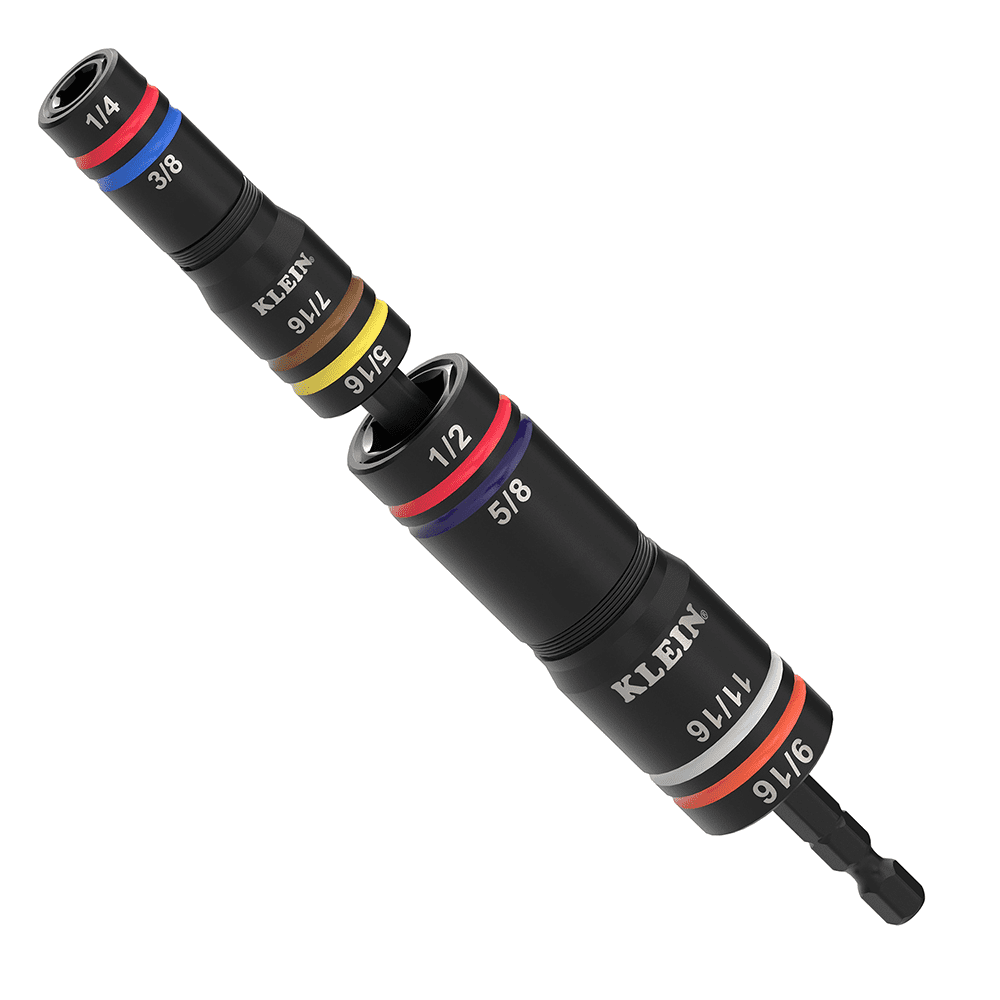 Klein Tools 652QS Quad-8 Deep-Well Heavy-Duty Impact Flip Sockets, SAE, 3 Pc.