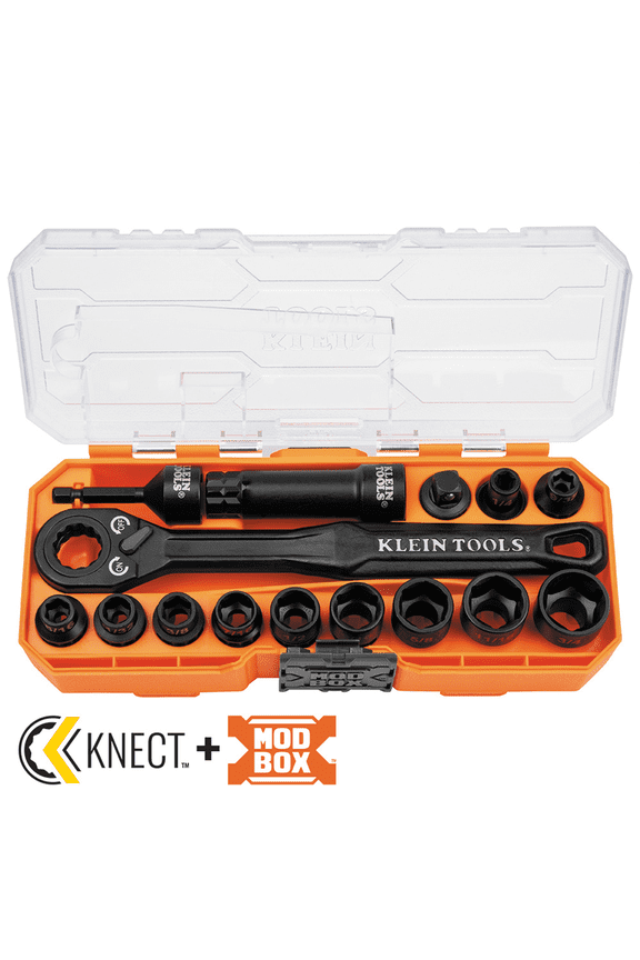 KNECT 3/8-Inch Drive Impact-Rated Pass Through Socket Set, 15-Piece