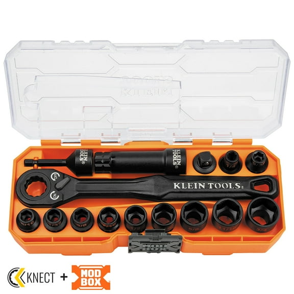 Klein Tools 65400 KNECT 15-Piece Pass Through Socket Set, SAE Impact Socket Set