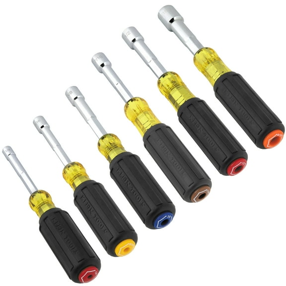 Klein Tools 65456 Color-Coded Hollow-Shaft Heavy-Duty Nut Driver Set, 6 Pc.