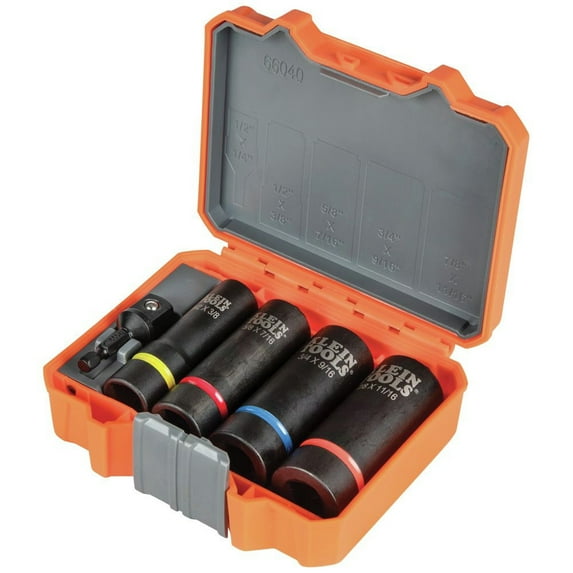 Klein Tools 66040 5-Piece 1/2 in. Drive 12 Point Deep 2-in-1 Impact Socket Set