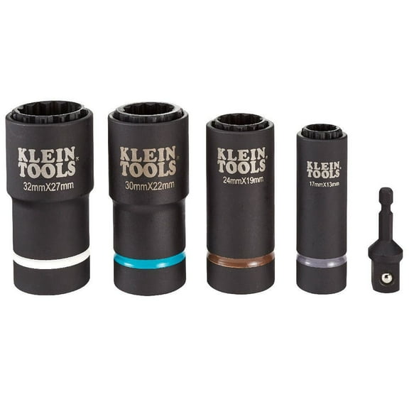Klein Tools 66050E 5-Piece 12-Point 2-in-1 Metric Impact Socket Set