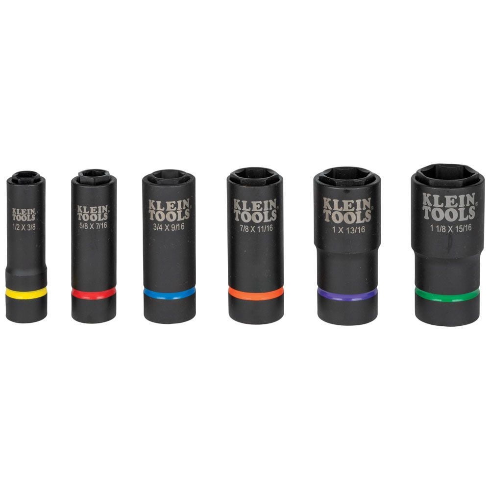 Klein Tools 66060 6-Piece 2-in-1 6-Point Impact Socket Set
