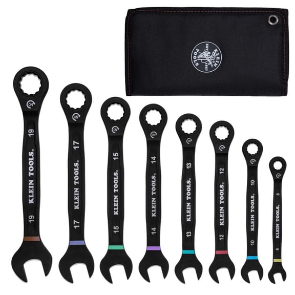 Klein Tools Ratcheting Combination Wrench Set Metric 8 Pieces