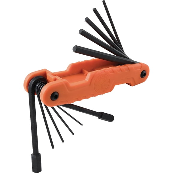 Klein Tools 70550 Hex Wrench Key Set, 11 SAE Sizes, Heavy Duty Folding Allen Wrench Tool with Extra Long Hex Keys