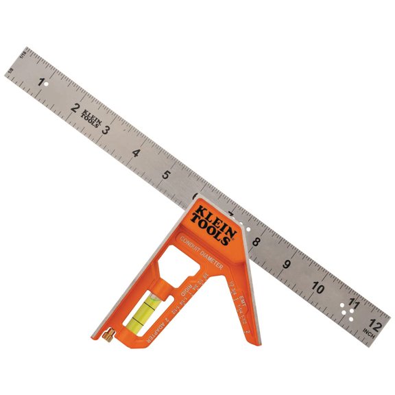 Klein Tools 935CSEL Combination Square Ruler for Electricians and Carpenters, Stainless Steel Double Sided Ruler, Bubble Level, Magnetic