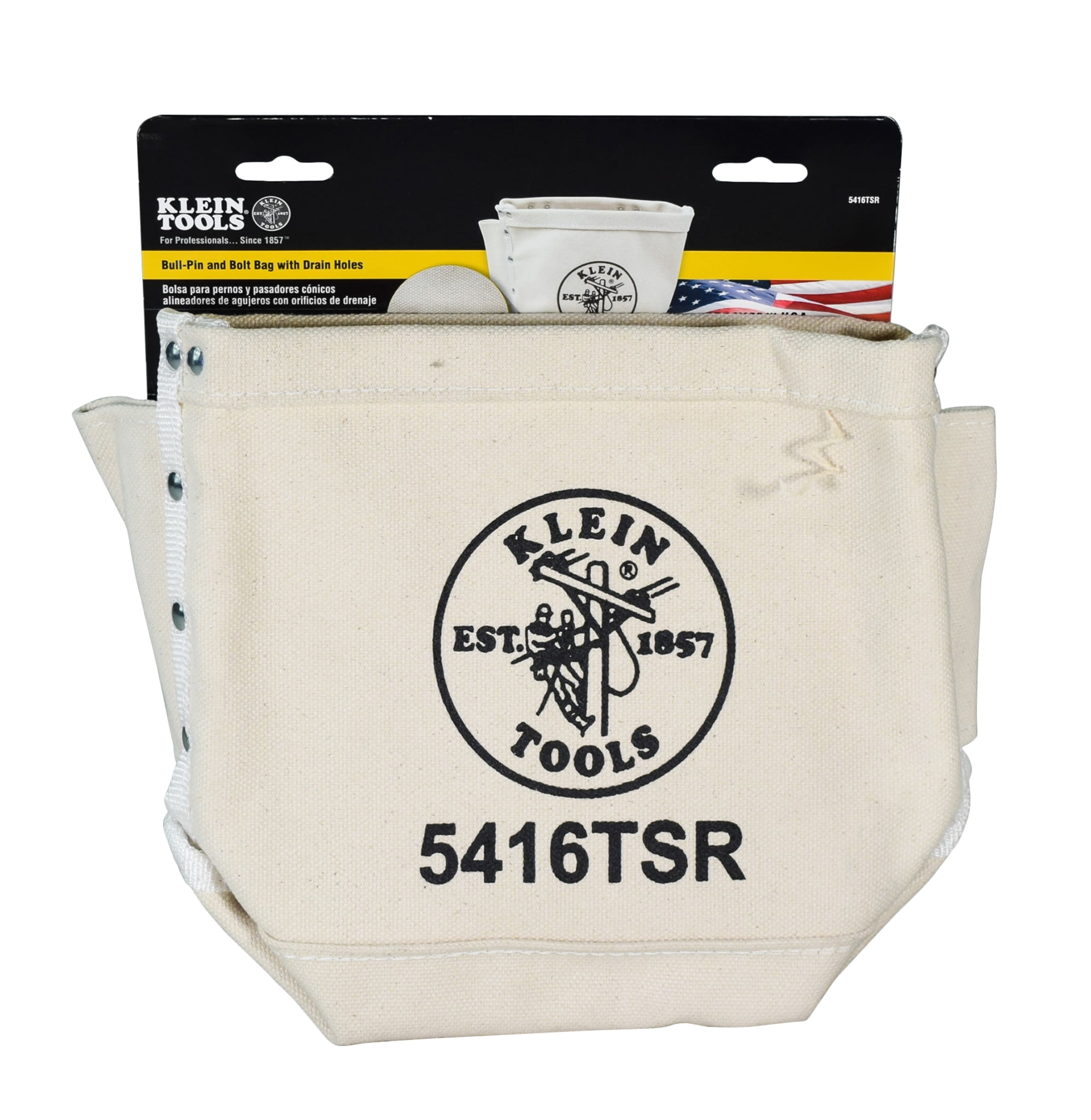 Klein 5416TSR No. 4 Canvas Tool Bag with Drain Holes - 5x9x10 Inches