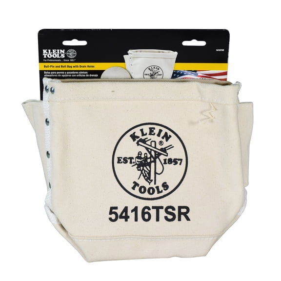 Klein 5416TSR No. 4 Canvas Tool Bag with Drain Holes - 5x9x10 Inches