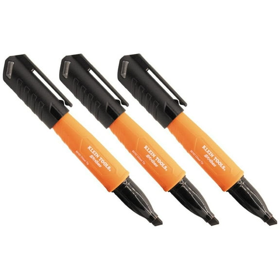 Klein Tools Chisel Permanent Markers, Bk, 3 Pk