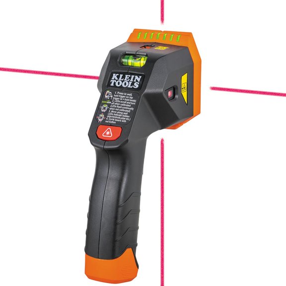 Klein Tools Esf150ll Electronic Stud Finder With Cross-line  Bubble Level Class 3r; 5mw; 15-foot In All Directions For Wood And Metal Studs Led Audio Alert Included