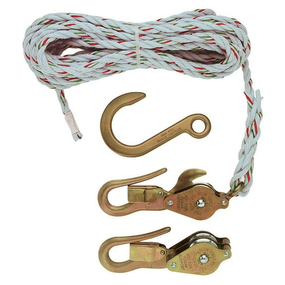 Klein Tools H1802-30 Block and Tackle with Blocks 267 and 268 and Anchor Hook 258