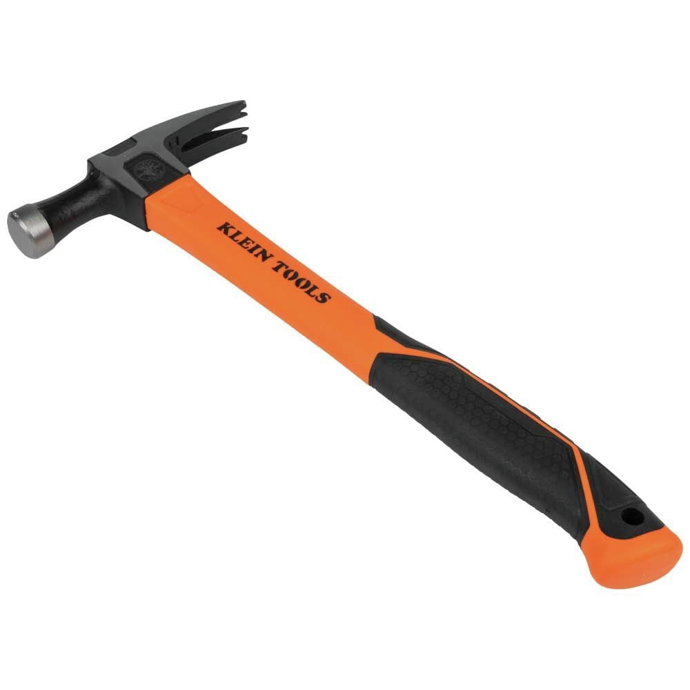 Klein Tools Straight-Claw Hammer, 18oz, 15In, Orange/Black