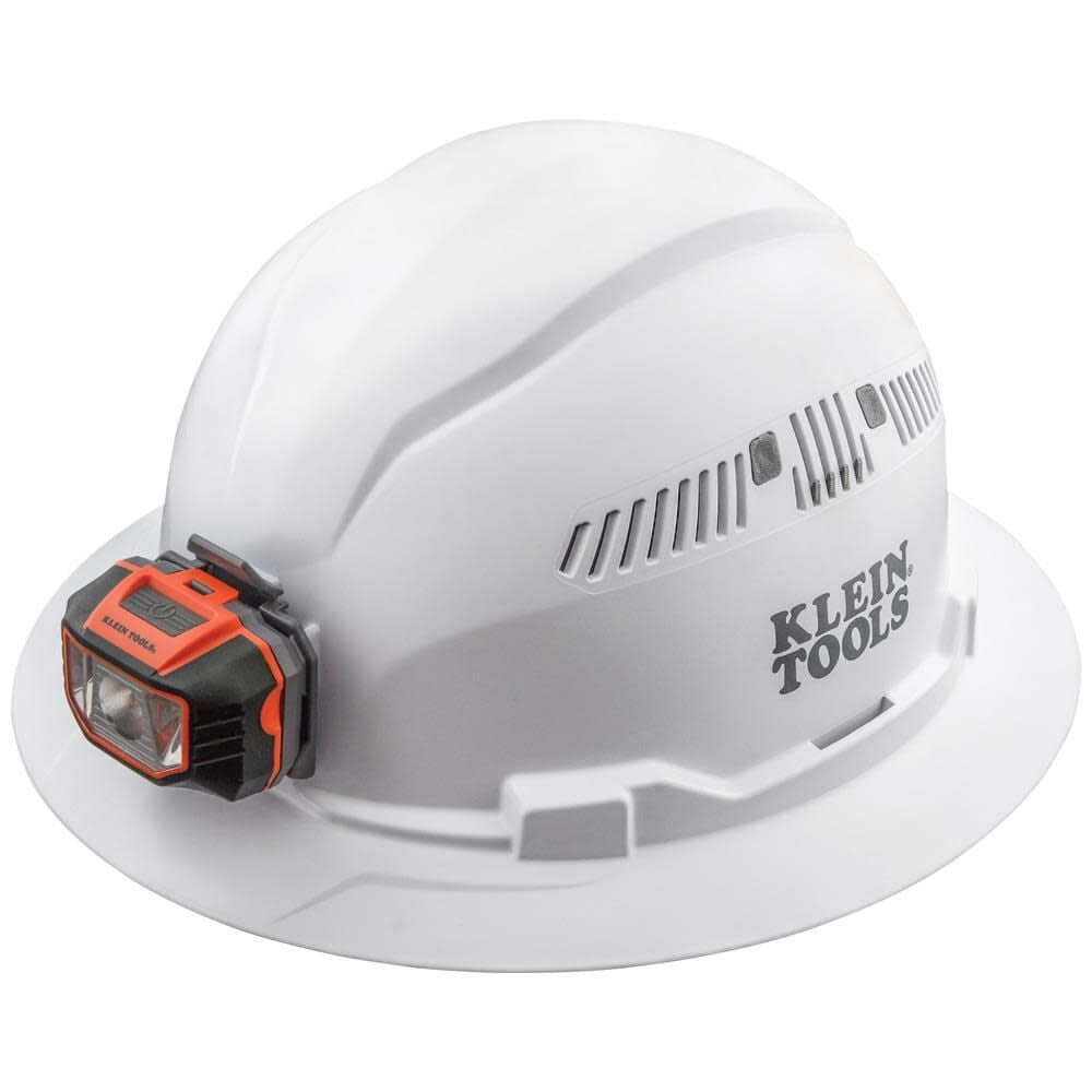Klein Tools Hard Hat, Vented, Full Brim with Headlamp, 60407