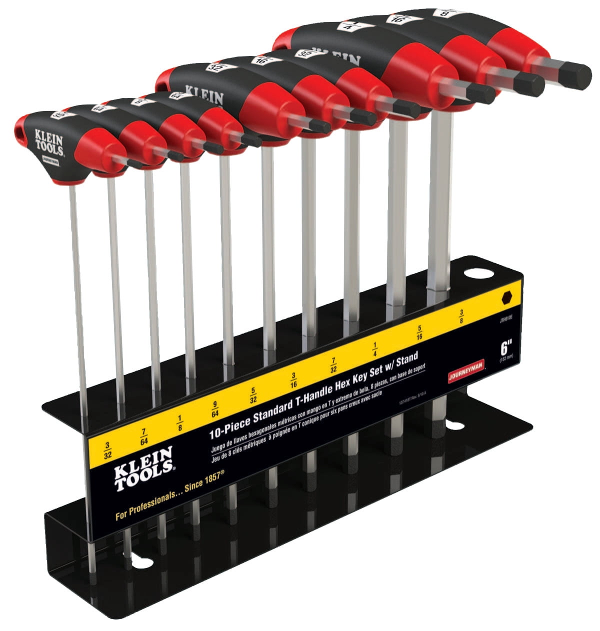 Klein Tools Journeyman T-Handle Hex Key Sets, 10 per set, Hex Tip, Inch, 6 in Blade