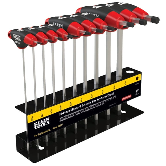 Klein Tools Journeyman T-Handle Hex Key Sets, 10 per set, Hex Tip, Inch, 6 in Blade