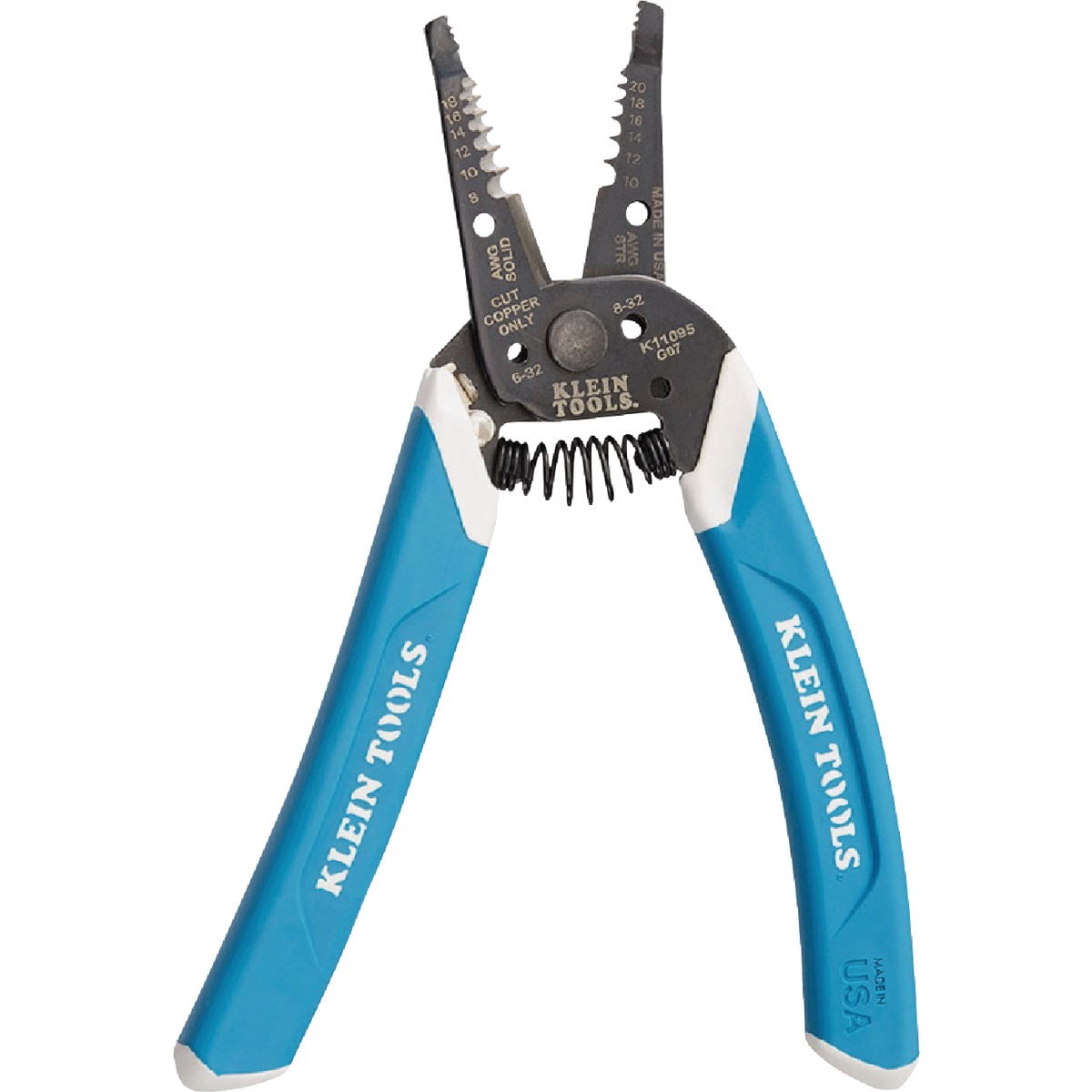 Klein Tools K11095 Klein-Kurve Wire Stripper and Cutter, Made in USA, for 8-18 AWG Solid and 10-20 AWG Stranded Wire