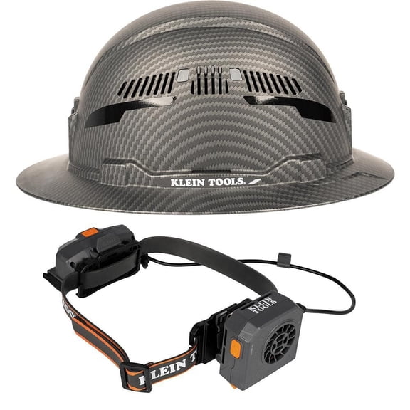 Klein Tools Karbn Hard Hat, Gray And Silver And Turbo Fan Set