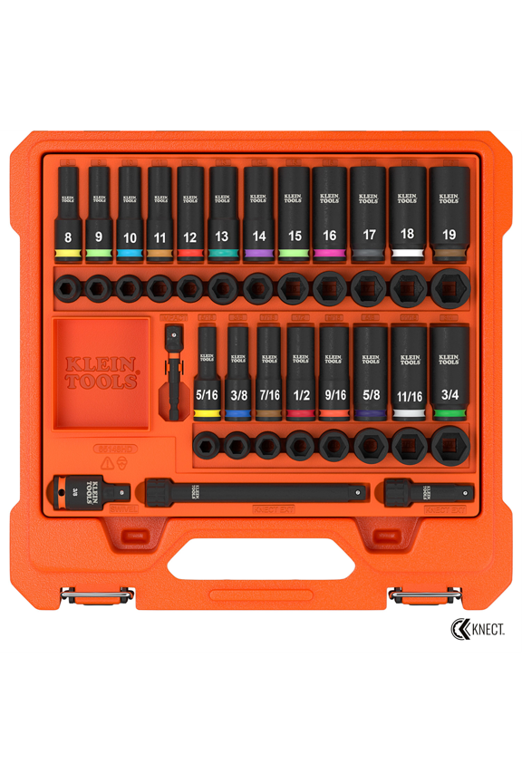 KNECT 3/8-Inch Deep and Shallow Impact Socket Set, SAE / Metric, 44-Piece