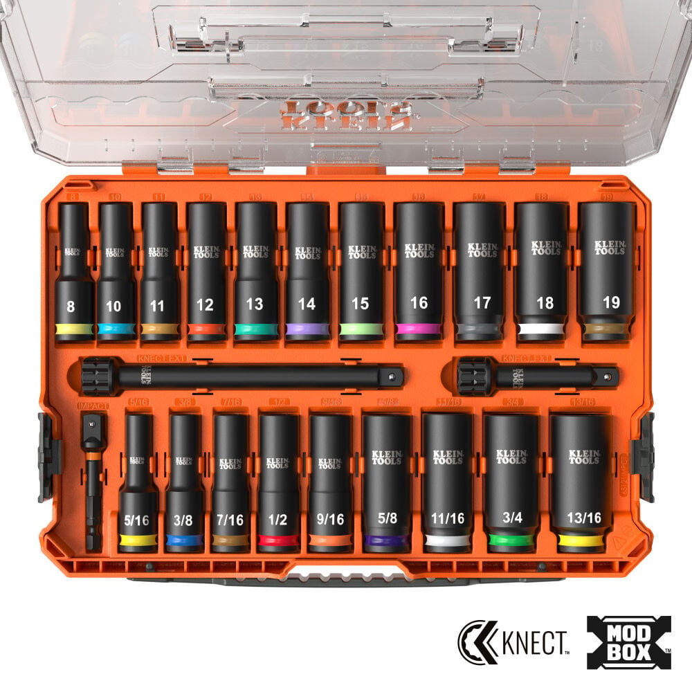 Knect Deep-Well 3/8 Inch Drive Socket Set, Sae And Metric, 23 Pieces