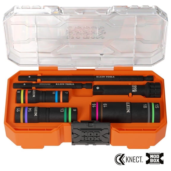 Klein Tools Knect Quad 12 Heavy Duty Impact Flip Sockets Metric 6 Pieces